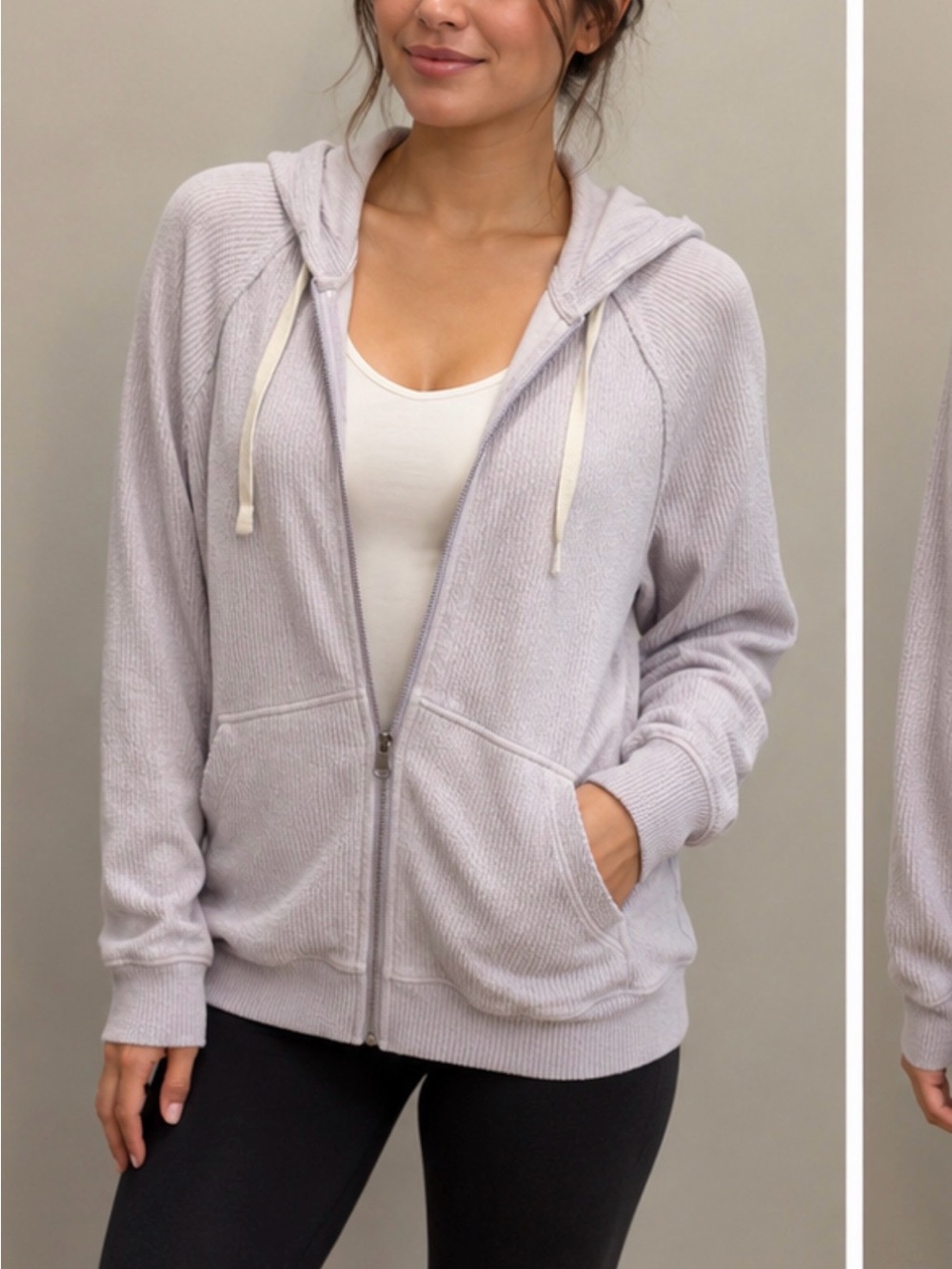 aerie Light Lavender Zip Hoodie with Drawstring